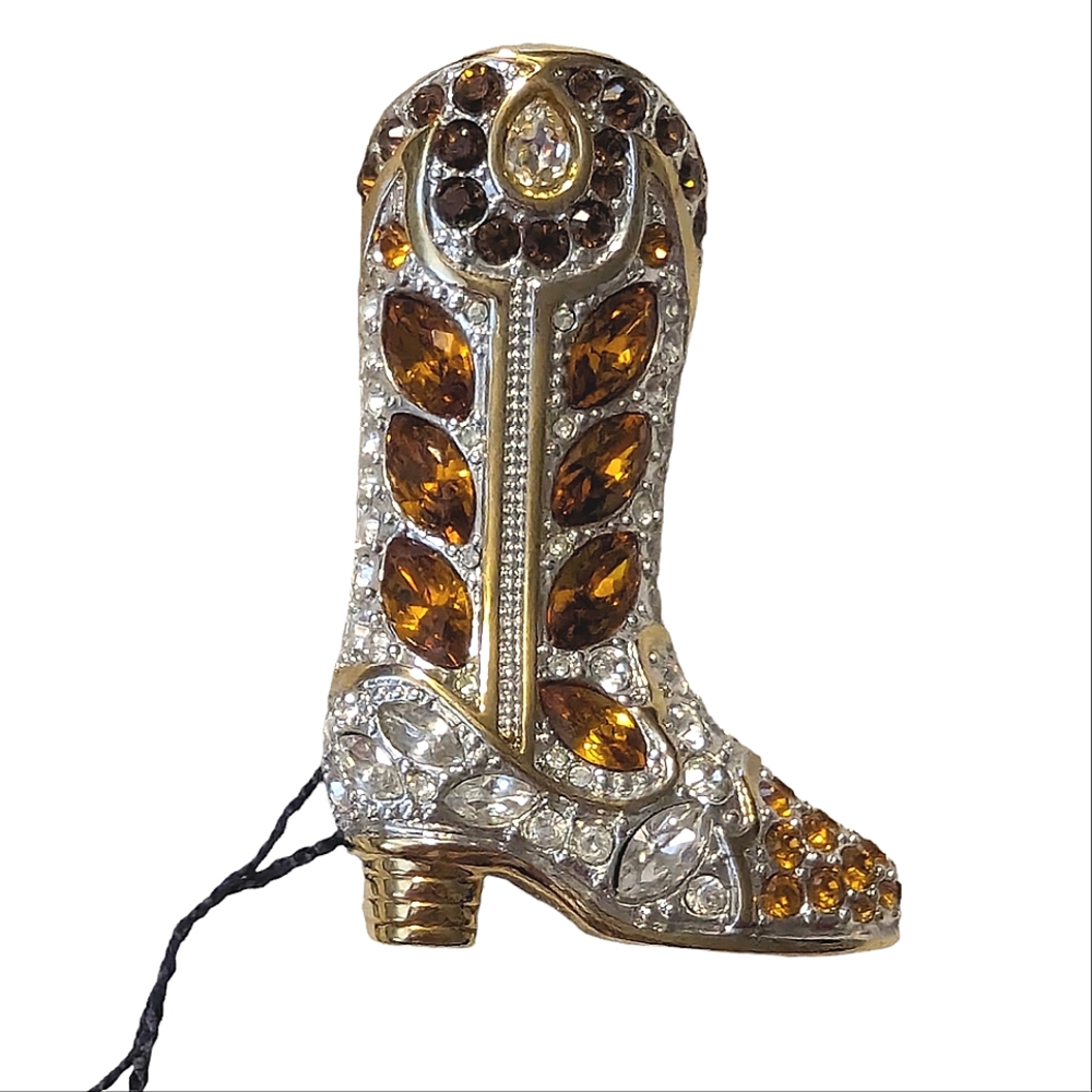 Swarovski Crystal Western Cowboy Boot brooch pin